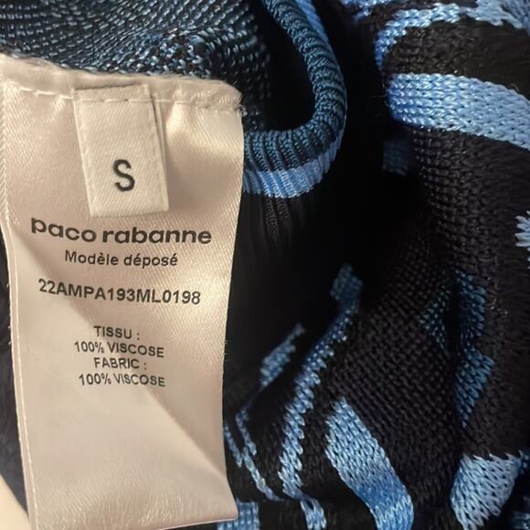 Paco Rabanne Blue Flare Pants Size Small New Retails $790 Retro - Picture 7 of 7